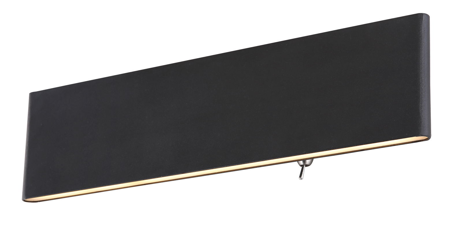 Schwarze Aluminium-Wandleuchte mit rechteckigem Design, seitliche Perspektive