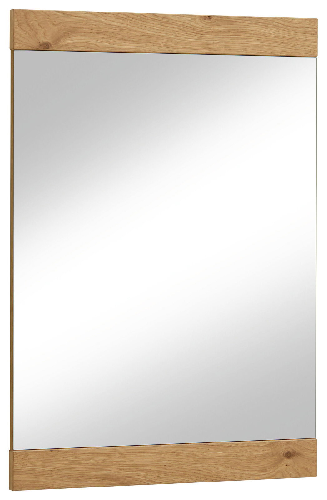 Schmaler Spiegel mit Holzrahmen, Frontalansicht