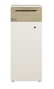 Aktenschrank mit Holzoptik-Schublade und Schloss, Frontalansicht
