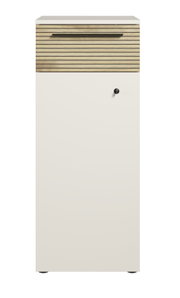 Aktenschrank mit Holzoptik-Schublade und Schloss, Frontalansicht