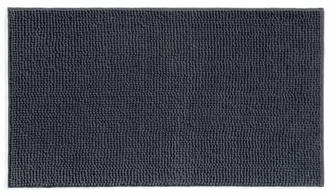 Grauer Badteppich 70x120 cm in Draufsicht