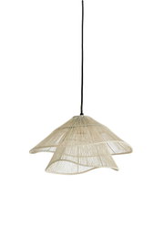 Hängeleuchte ALAMEDA aus geflochtenem Material in natürlichem Beige, seitliche Perspektive