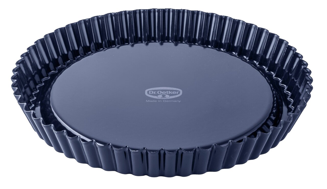 Dr. Oetker Obstkuchenform 28cm BACKLIEBE Obstkuchenform 28 cm von Dr. Oetker, aus der Vogelperspektive fotografiert, mit gewelltem Rand und glatter Oberfläche.