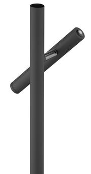 Schwarze Akku-Tischleuchte STREAK in seitlicher Perspektive mit schlankem, modernem Design.