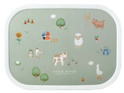 Lunchset Campus Little Farm mit Bauernhofmotiven, aus der Vogelperspektive fotografiert.