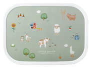 Lunchset Campus Little Farm mit Bauernhofmotiven, aus der Vogelperspektive fotografiert.