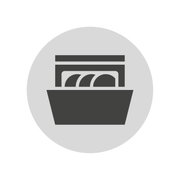 Symbool voor vaatwasmachinebestendig kinderbestek, vooraanzicht