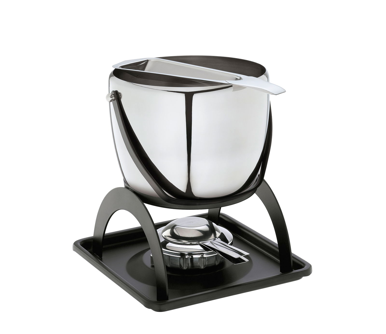 Feuerzangenbowle-Set aus Edelstahl mit Brenner, seitliche Perspektive