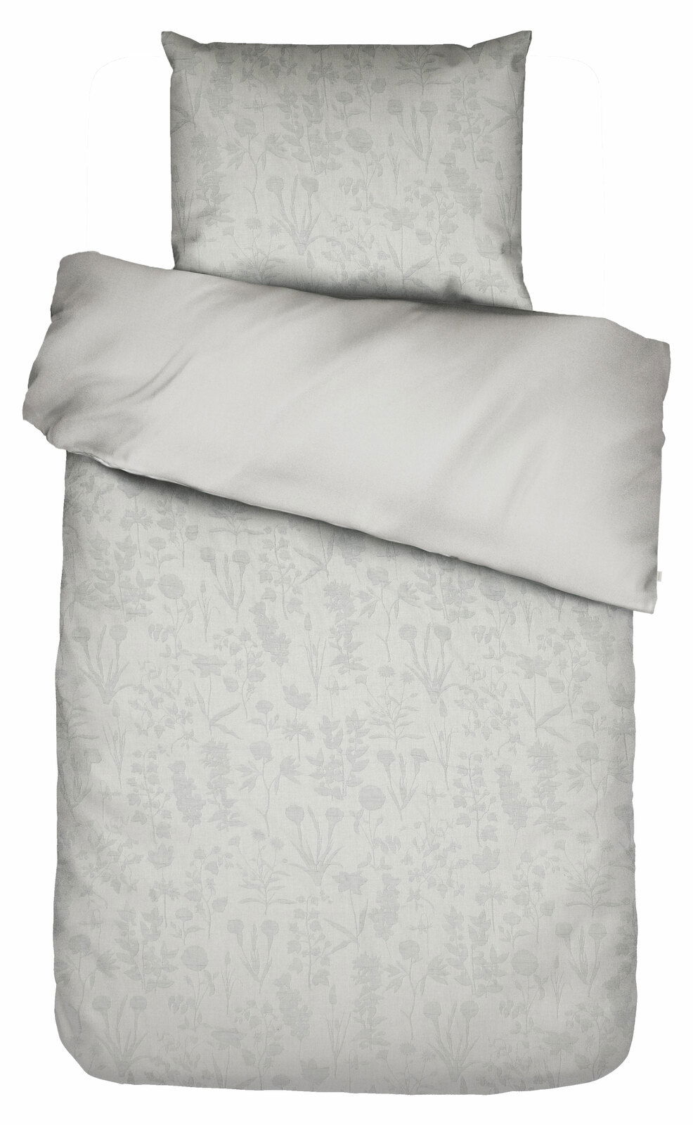Essenza Home Bettwäsche MARIBEL Bettwäsche-Set in hellem Grau mit floralem Muster, Draufsicht
