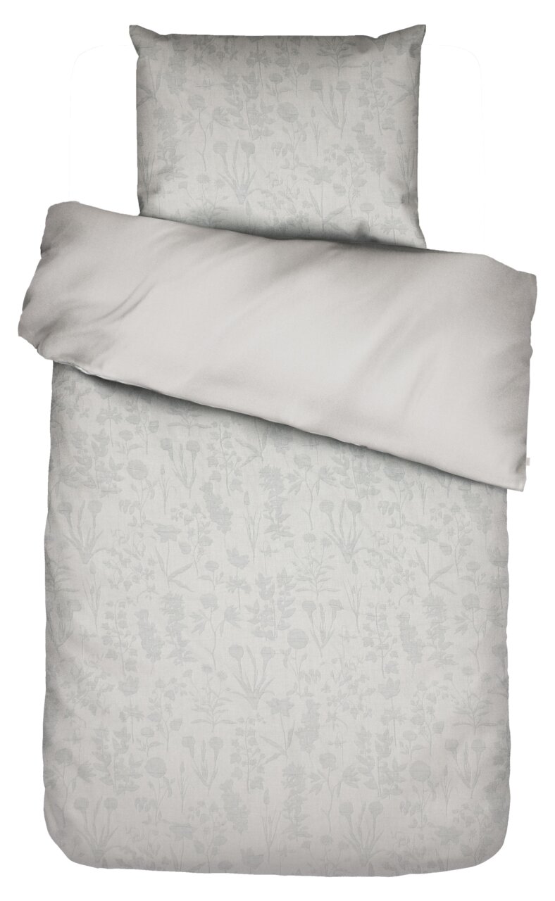 Essenza Home Beddengoed MARIBEL Beddengoedset in lichtgrijs met bloemmotief, bovenaanzicht