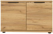 Schuhbank aus Holz mit zwei Türen, frontale Ansicht