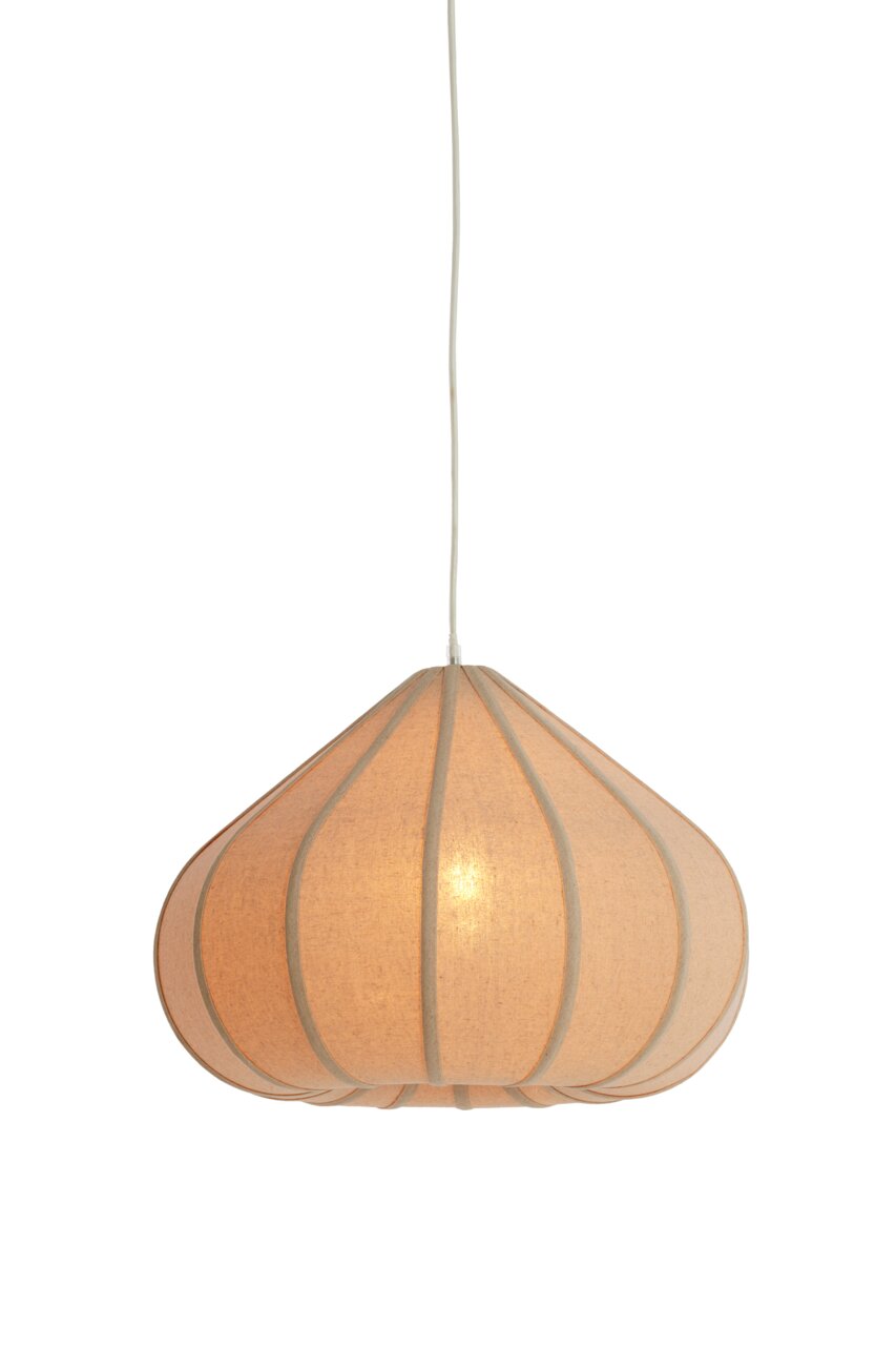 ZUBEDA-hanglamp in druppelvorm van stof, zijaanzicht