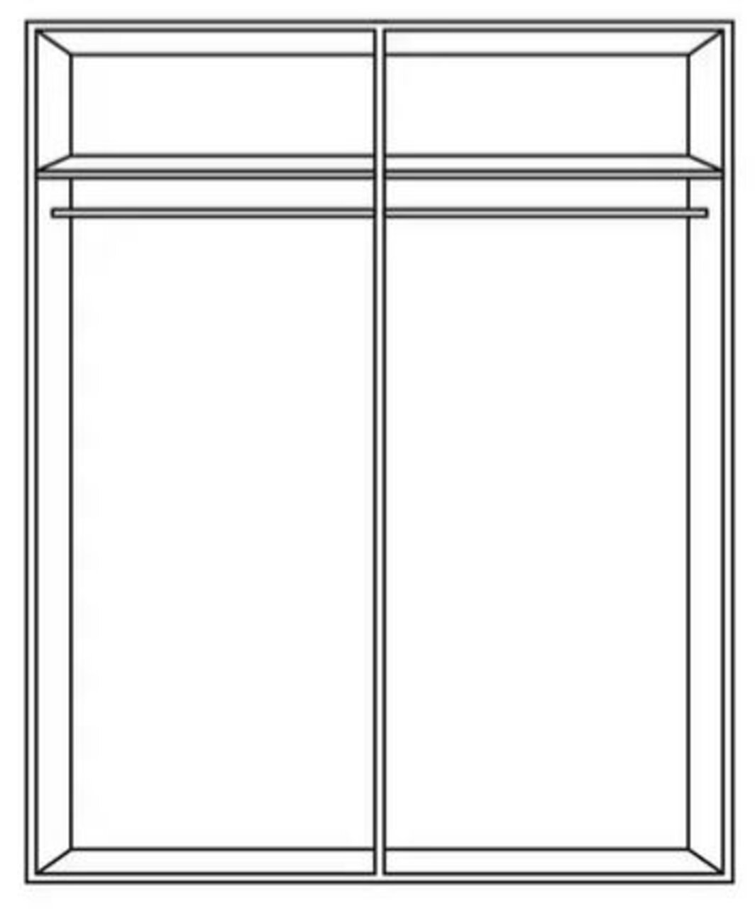 Jutzler Drehtürenschrank 4-trg. JUTZLER Frontansicht eines 4-türigen Drehtürenschranks mit zwei Kleiderstangen und zwei oberen Ablagefächern.