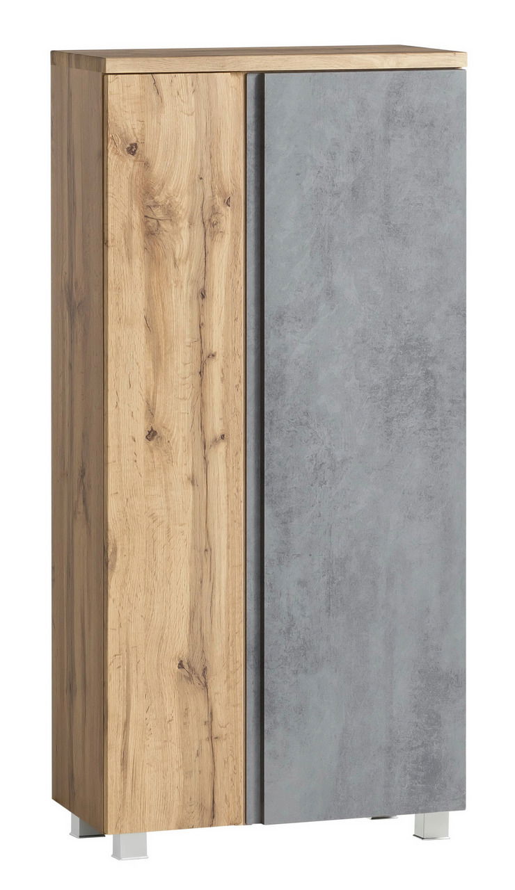 Midischrank 65 cm mit Holz- und Betonoptik, Frontalansicht