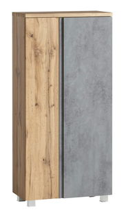 Midischrank 65 cm mit Holz- und Betonoptik, Frontalansicht