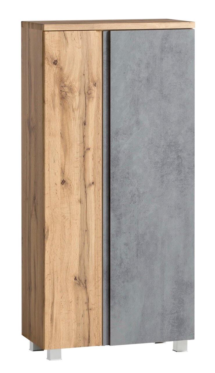 XORA Midischrank VARESE Midischrank 65 cm mit Holz- und Betonoptik, Frontalansicht