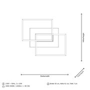 LED-Deckenleuchte in rechteckigem Design, Draufsicht, Maße: Breite 50 cm, Höhe 42 cm, Tiefe 7 cm