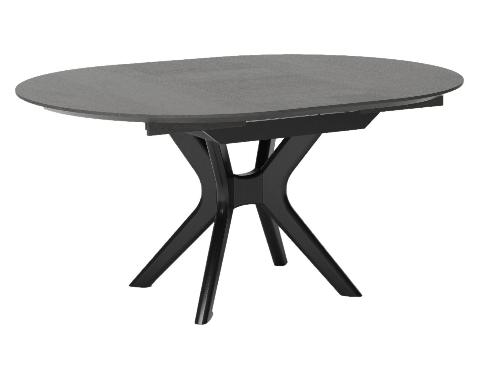 JOOP! Esstisch TWIST Moderner Esstisch mit ovaler grauer Tischplatte und schwarzem, stilvollem Untergestell, seitliche Perspektive