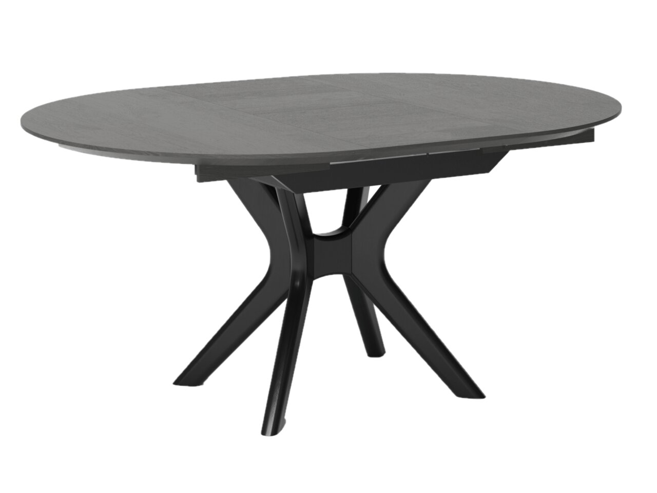 JOOP! Esstisch TWIST Moderner Esstisch mit ovaler grauer Tischplatte und schwarzem, stilvollem Untergestell, seitliche Perspektive
