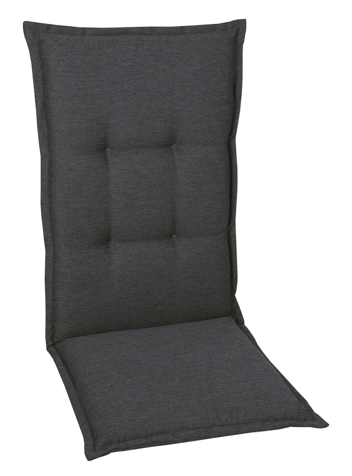 Go-De Sesselauflage Graue Sesselauflage in Vorderansicht mit gepolstertem Design.