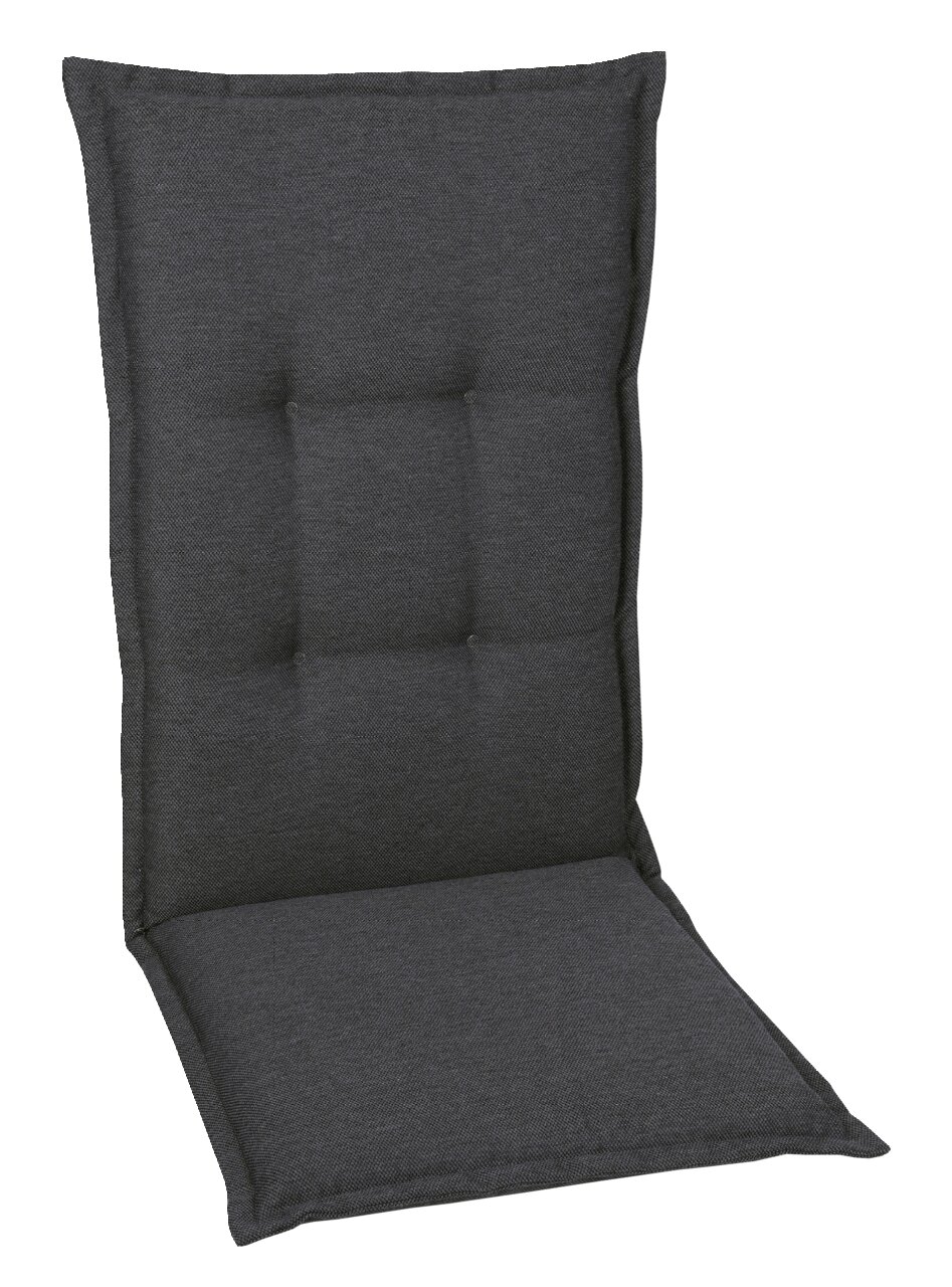 Go-De Sesselauflage Graue Sesselauflage in Vorderansicht mit gepolstertem Design.