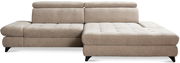 Beige Ecksofa mit verstellbaren Kopfstützen, Vorderansicht