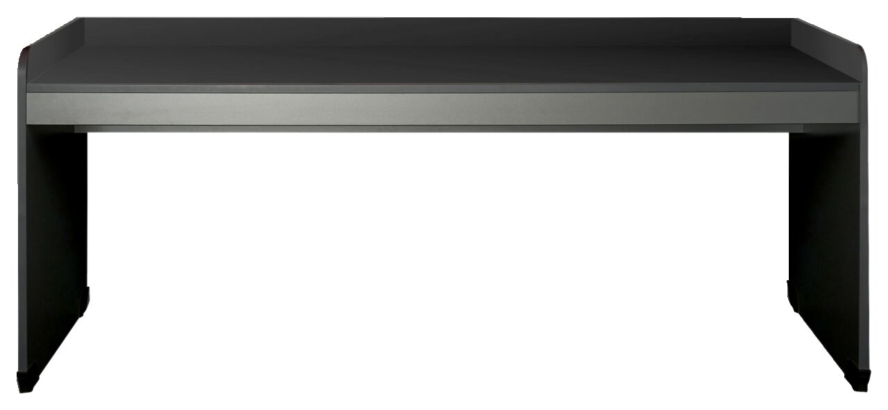 Moderner Schreibtisch in dunklem Design, Frontalansicht