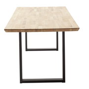 Moderner Esstisch 180x90cm mit Holzplatte und schwarzen Metallbeinen, Frontalansicht