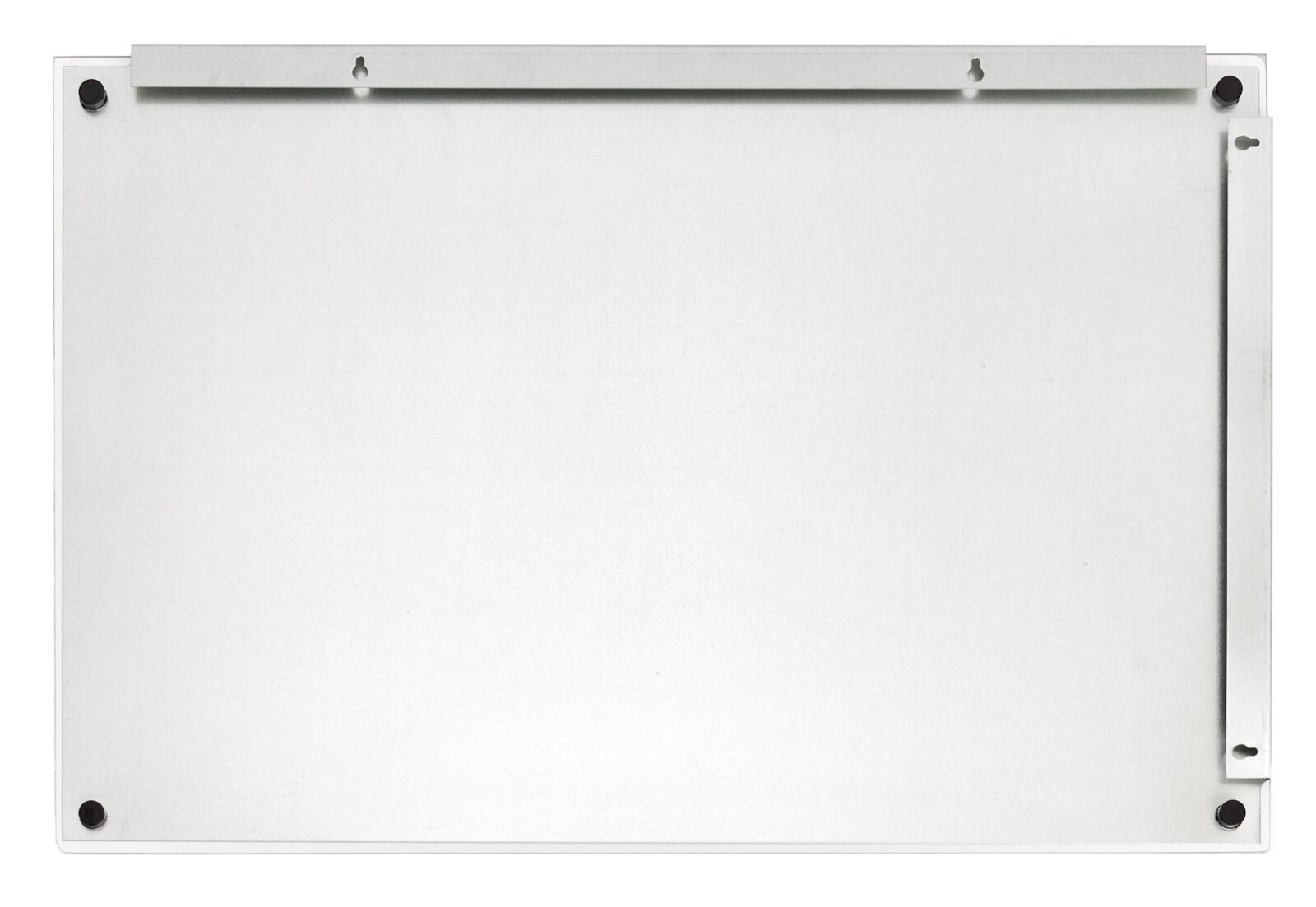 Glas-Memoboard in Schieferoptik, Rückansicht mit Wandhalterungen