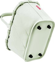 Mintgrüne Reisenthel-Tasche mit gesteppter Oberfläche und Griff, schräg von unten/seitlich fotografiert, Boden mit vier schwarzen Standfüßen sichtbar