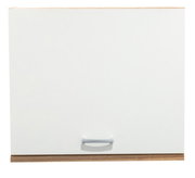 Hängeschrank 60 in weiß mit Holzleiste, Frontansicht