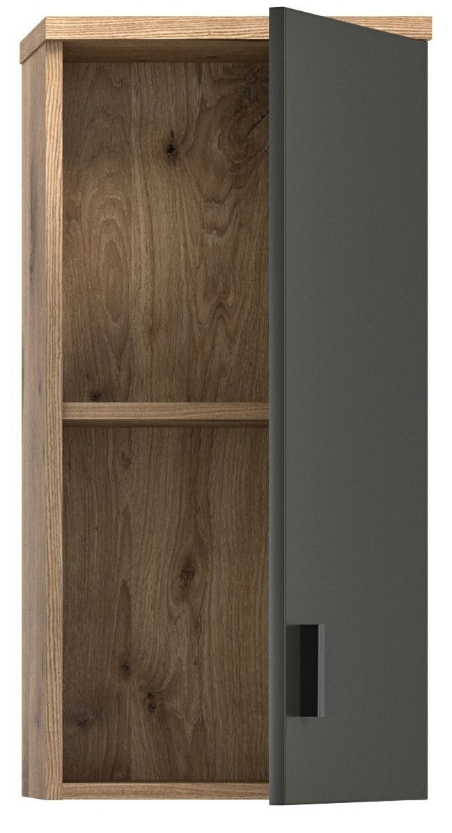 Hängeschrank aus Holz mit geöffneter Tür, Frontansicht