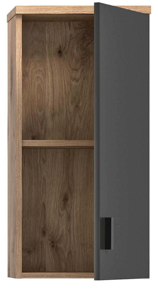 Hängeschrank aus Holz mit geöffneter Tür, Frontansicht