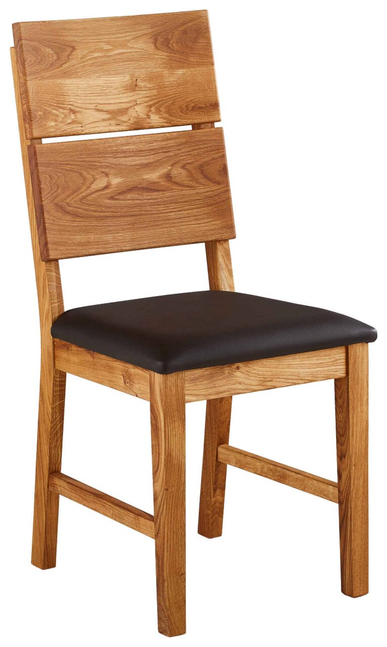 Linea Natura Stuhl II ARNOLD Holzstuhl mit schwarzem Sitzpolster, Vorderansicht