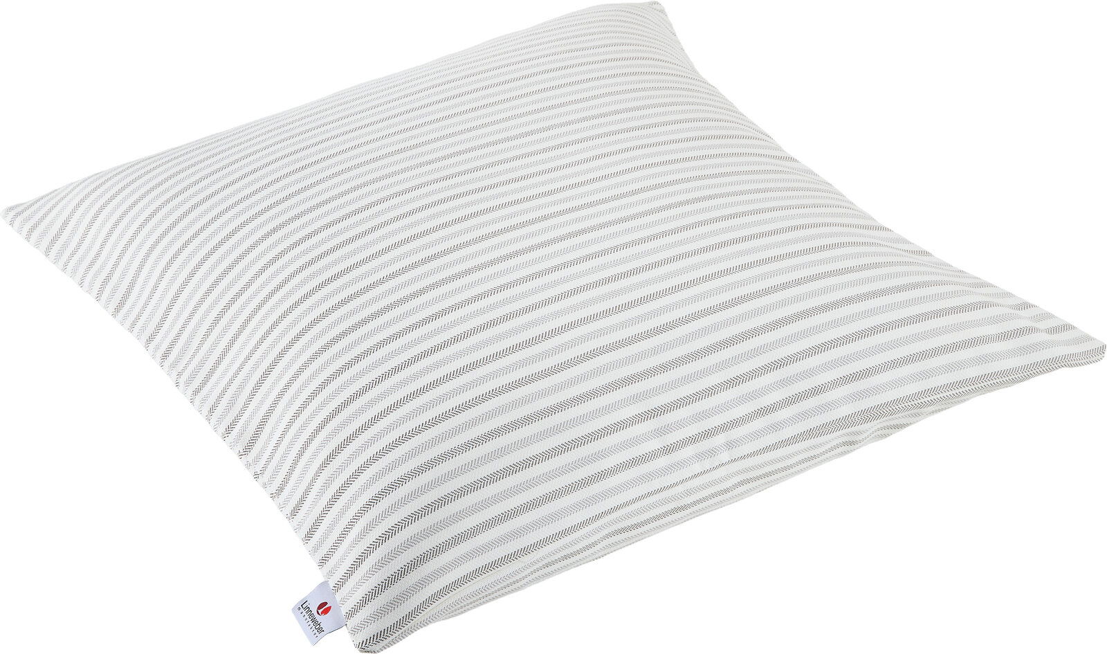 Outdoor-Kissen mit grauen Streifen, perspektivisch von der Seite fotografiert