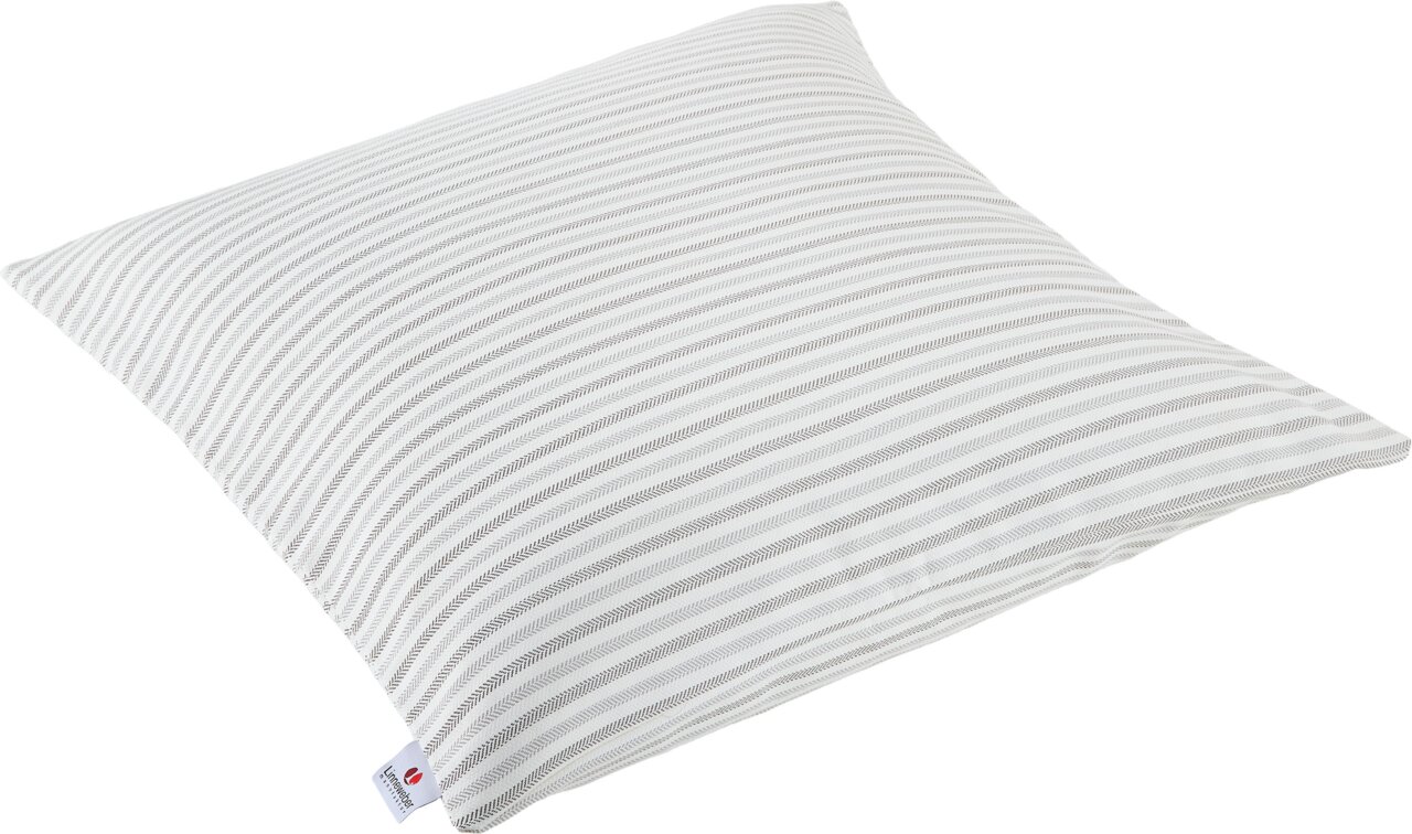 Linneweber Outdoor Kissen COMFORT Outdoor-Kissen mit grauen Streifen, perspektivisch von der Seite fotografiert