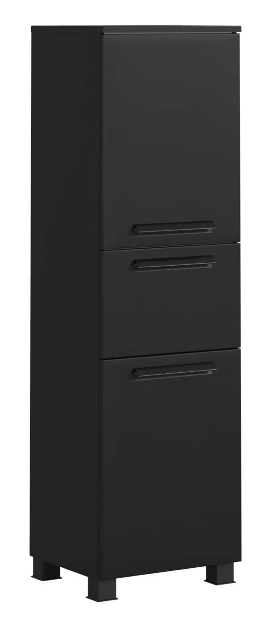 XORA Midischrank VANNES Schwarzer Midischrank mit drei Schubladen, frontal betrachtet.