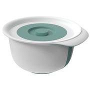 Rührschüsselset in Grün, bestehend aus zwei Schüsseln mit 1,2L und 4L Fassungsvermögen, seitliche Perspektive