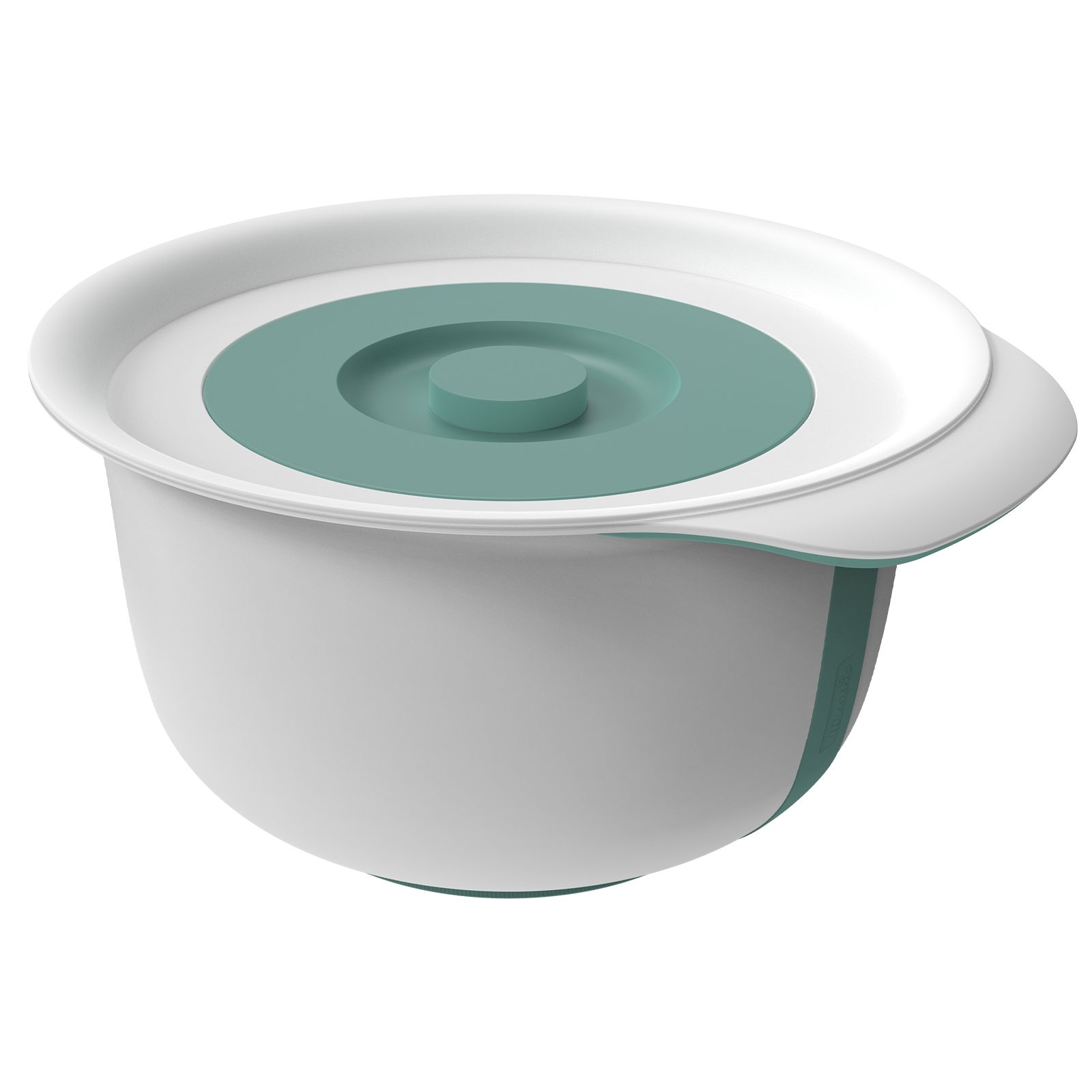 Rührschüsselset in Grün, bestehend aus zwei Schüsseln mit 1,2L und 4L Fassungsvermögen, seitliche Perspektive