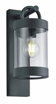Moderne Wandleuchte Sambesi in schwarzem Metall mit klarem Glas, seitliche Perspektive