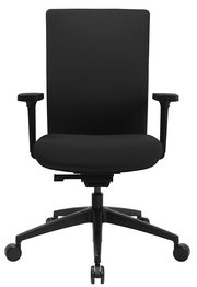 Schwarzer Bürostuhl mit hoher Rückenlehne und Armlehnen, Vorderansicht