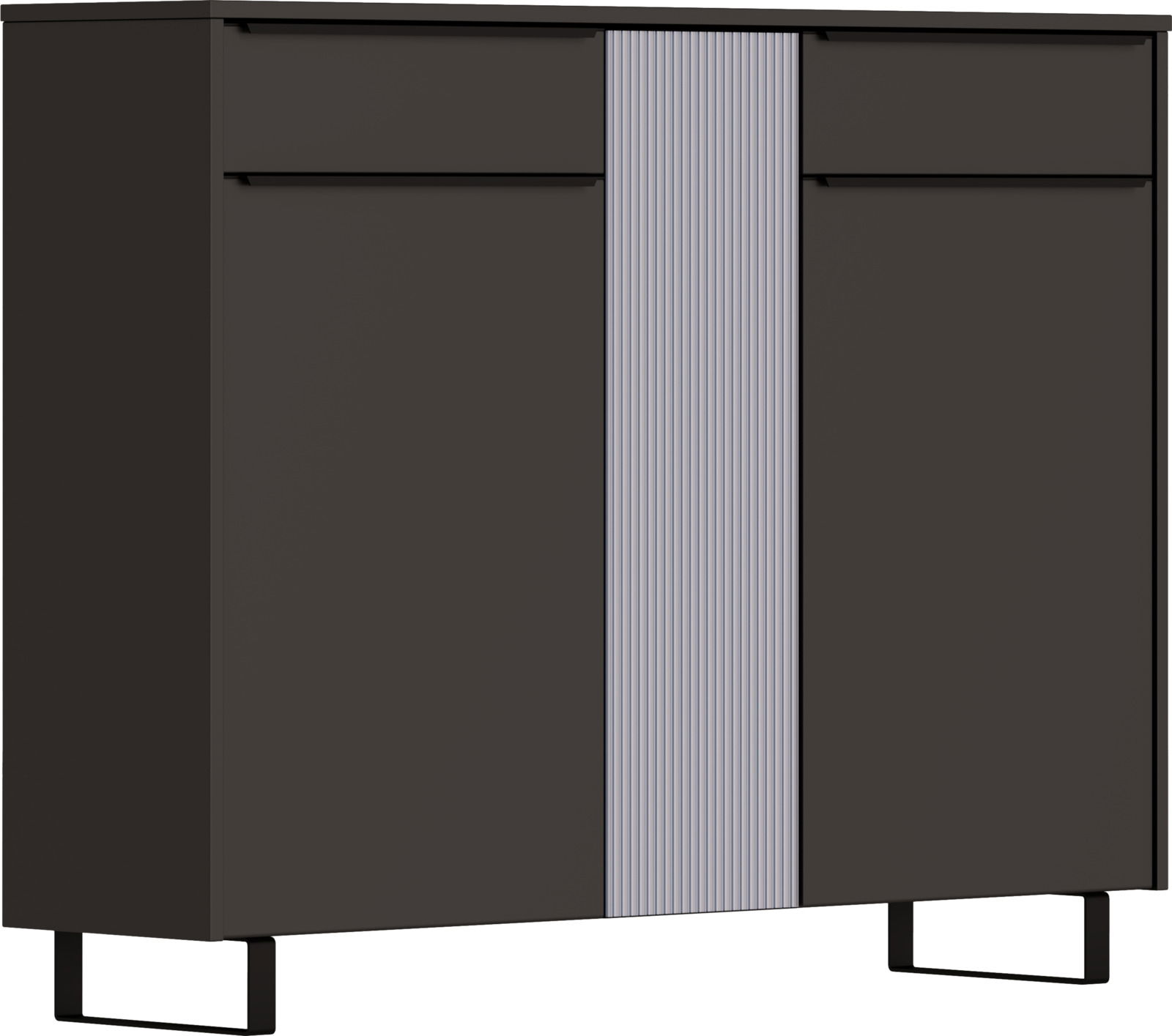 Dieter Knoll XL-Schuhschrank TURIN Moderner XL-Schuhschrank in dunklem Design mit vertikalen Streifen in der Mitte, Vorderansicht