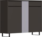 Moderner XL-Schuhschrank in dunklem Design mit vertikalen Streifen in der Mitte, Vorderansicht