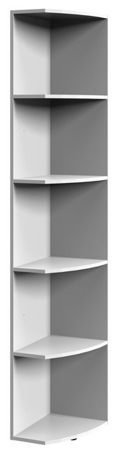 Eckregal mit fünf offenen Fächern, perspektivisch von vorne rechts gesehen.