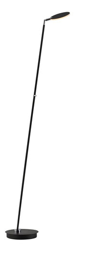 Schwarze Akku-Stehleuchte mit schlankem, modernem Design, seitliche Perspektive