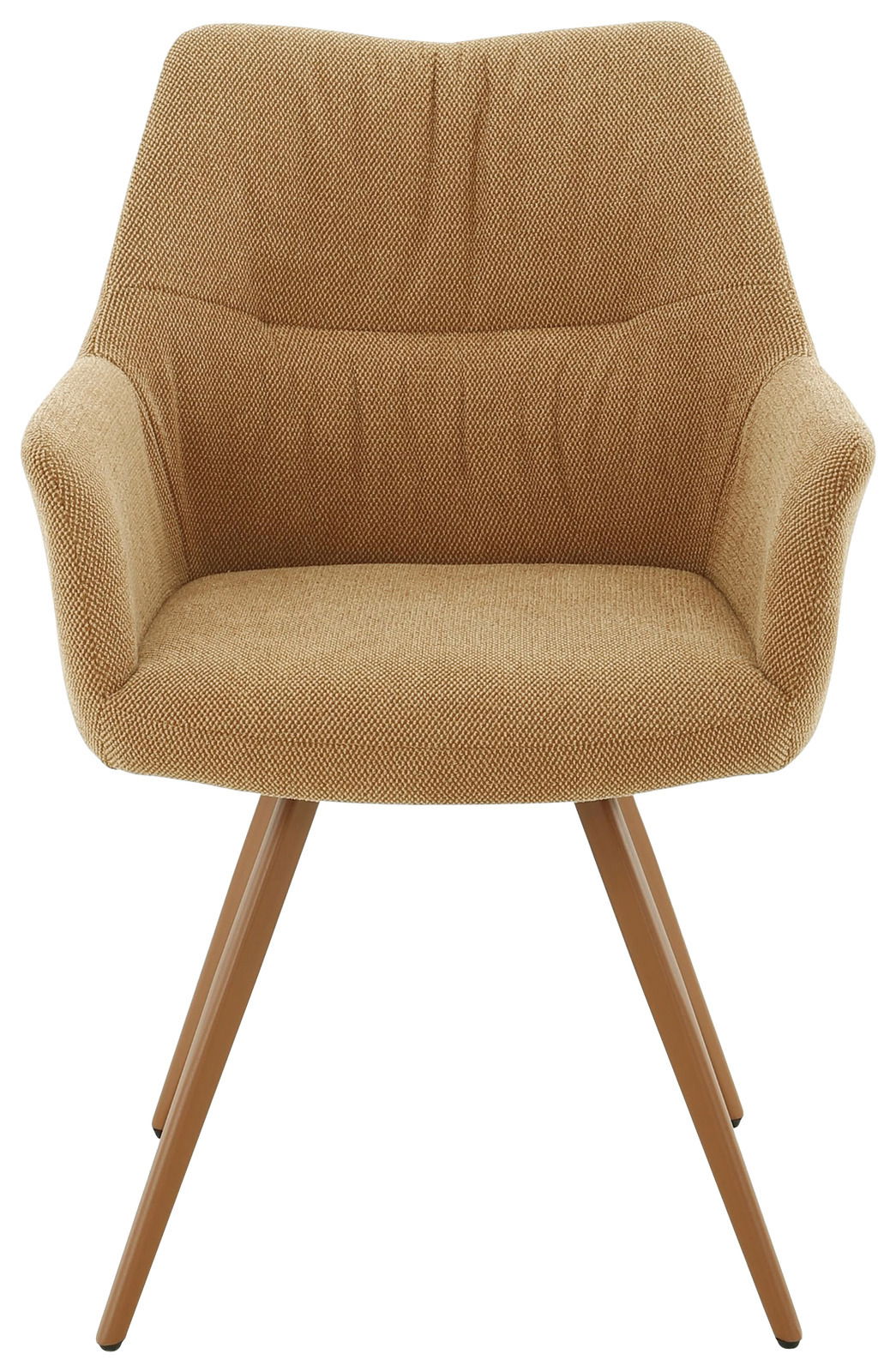 Beiger Armlehnstuhl mit Holzbeinen, Vorderansicht