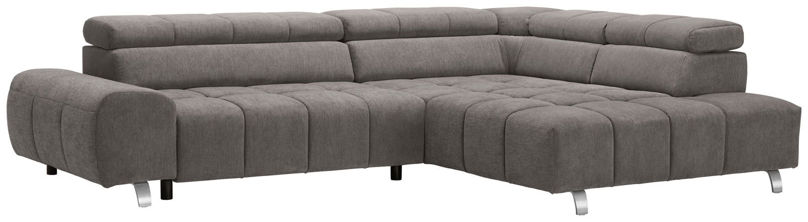 Graues Ecksofa mit Ottomane rechts, Vorderansicht