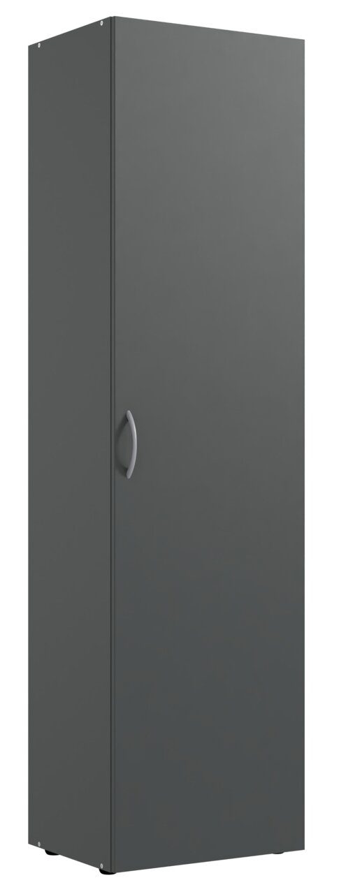 XORA Mehrzweckschrank MULTIRAUMKONZEPT Grauer Mehrzweckschrank mit Trompetenauszug, frontal abgebildet.