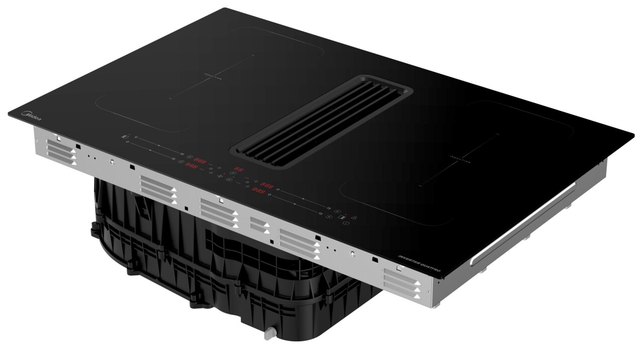 Zurbrüggen Muldenlüfter Induktionskochfeld mit integriertem Muldenlüfter, seitliche Perspektive