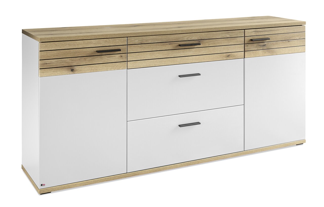 Set one by Musterring Dressoir SET ONE QUINCY Modernes Sideboard mit Holz- und Weißoptik, Frontansicht